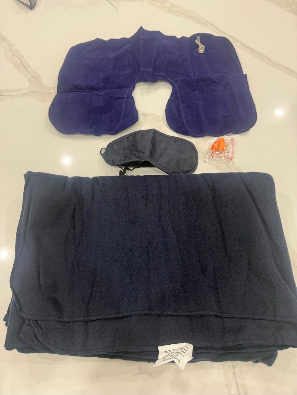 Amtrak Navy Fleece 3 Piece Travel Pouch